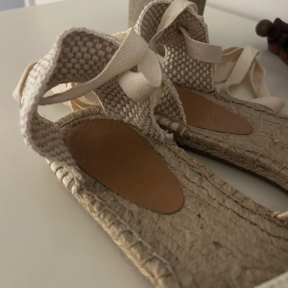 J. Crew Dorsey Lace up Cream Canvas Espadrille Flats - Picture 6 of 12